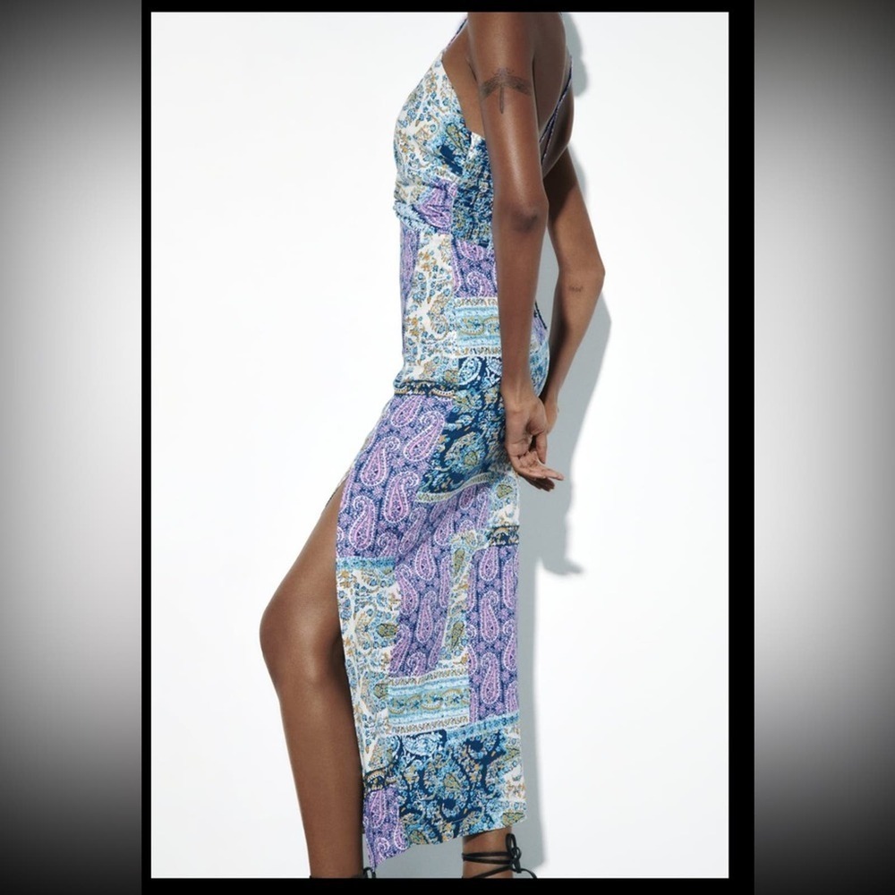 ZARA PRONTED KNOTTED MIDI DRESS - SIZE XS and S - BRAND NEW WITH TAG - Picture 3 of 7